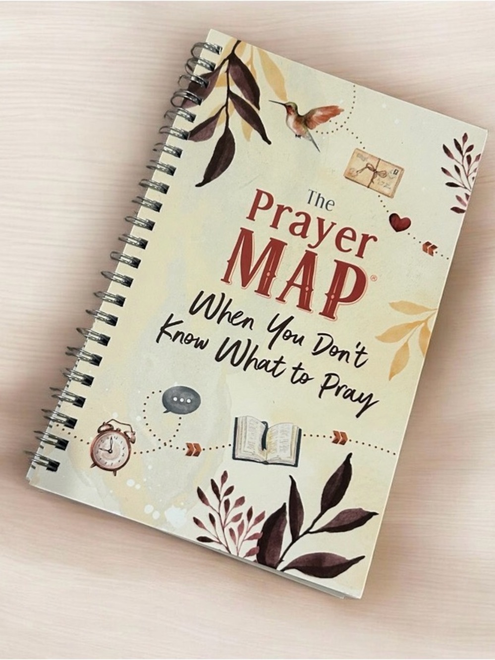 Barbour Prayer Map Spiral Notebook in Cream and Brown